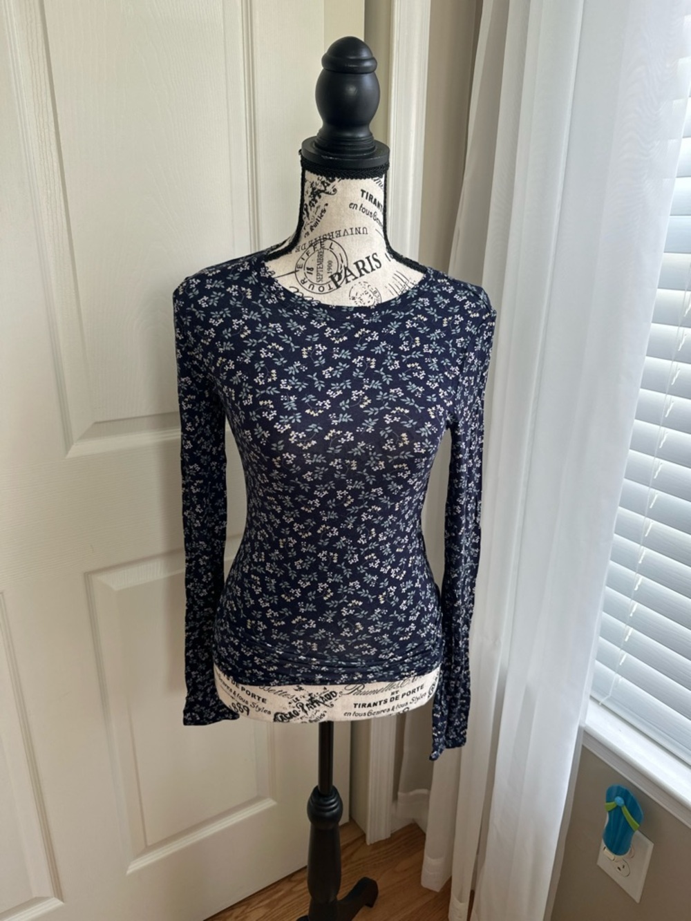 Aeropostale Navy Blue Long Sleeve with Floral Pattern